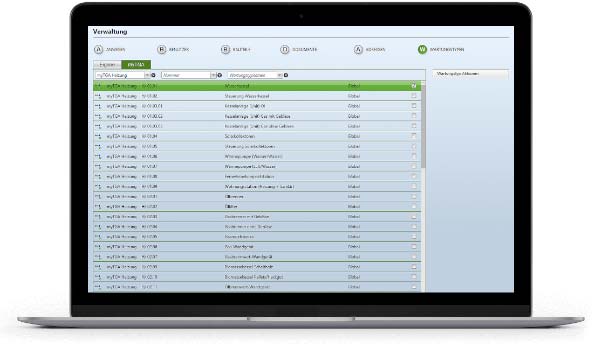 Screenshot myTGA individuelle Checklisten auf Laptop